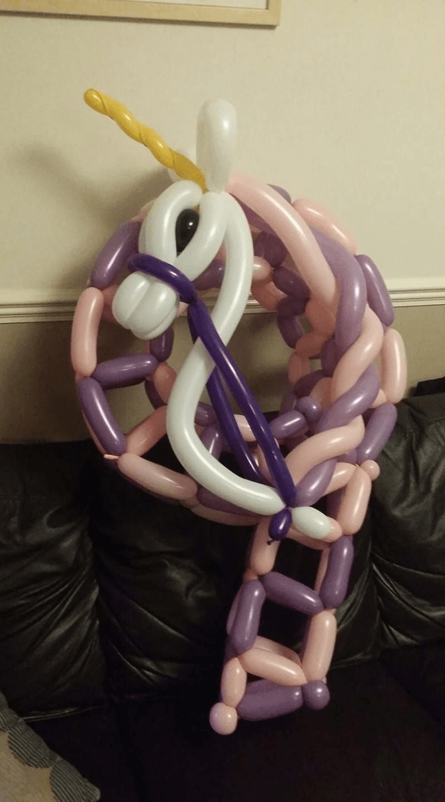 Number Nine (9th) Unicorn Balloon Sculpture - Pink & Purple