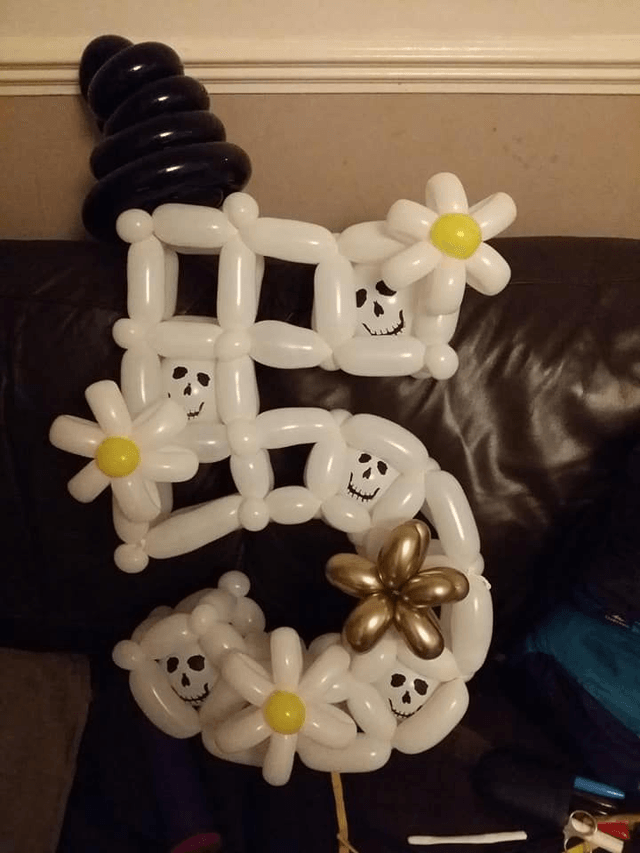 Number Five (5th) Skeleton Birthday Balloon - Black & White